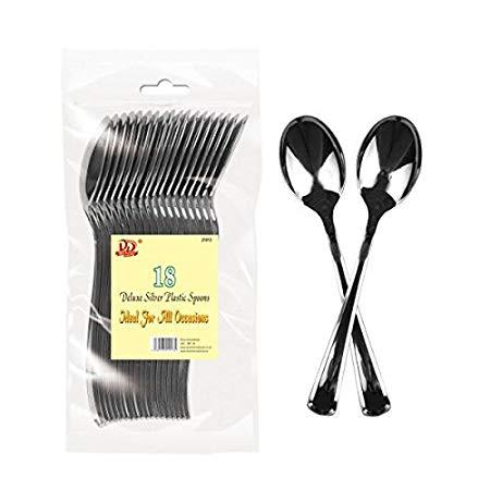 description image for 18PCS DELUXE SILVER PLASTIC SPOONS (1)