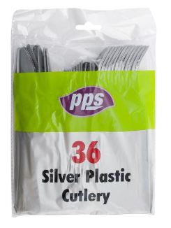 description image for 18PCS DELUXE SILVER PLASTIC FORK